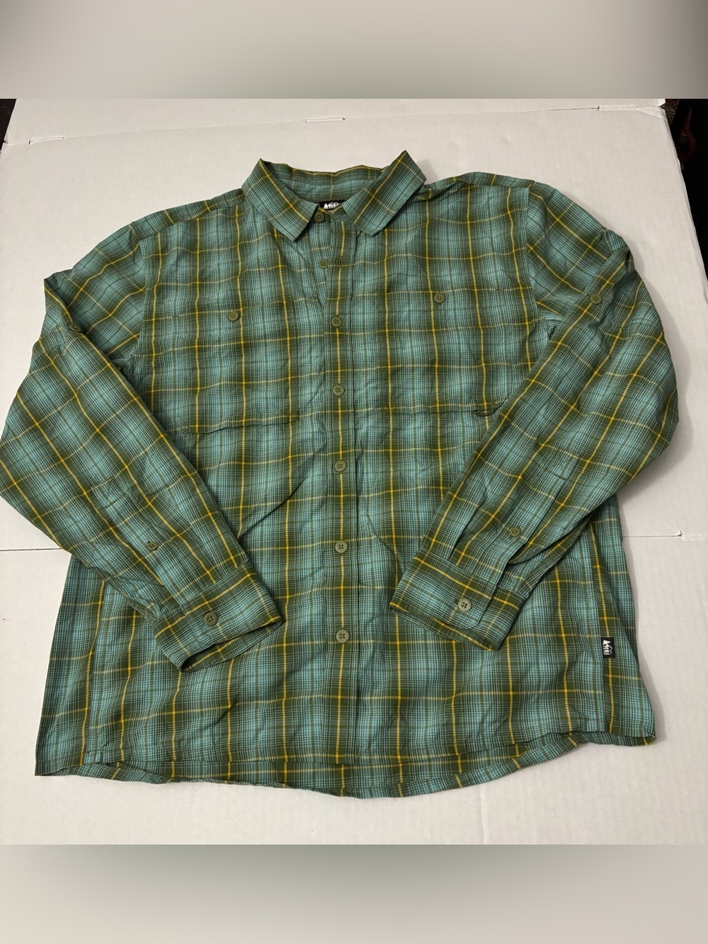 REI Co-op Men’s Long Sleeve Hiking Fishing Shirt Green Nylon Size L
